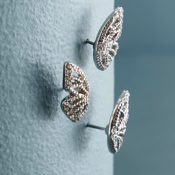 Silver Half Wing Individual Earring Set, NWT - Picture 2 of 3